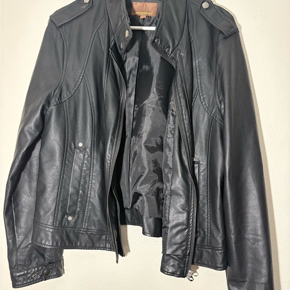 SOLD Hive & Honey Black Faux Leather Jacket